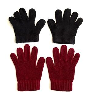 Bundle of 2 Women’s Black & Burgundy Winter Gloves
